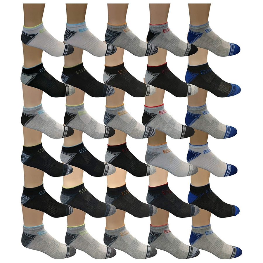 30 Pairs Mens Assorted Low Cut Socks Image 1