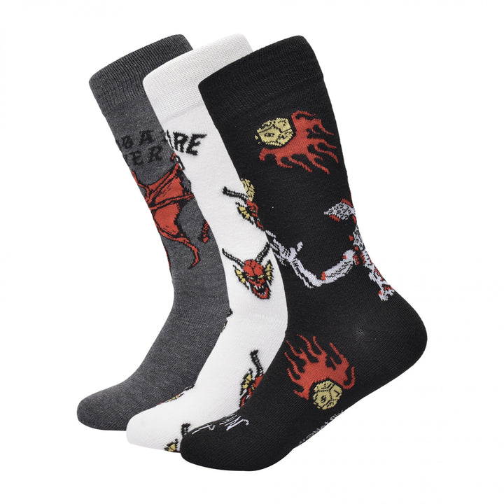 Stranger Things Hellfire Club Symbols Crew Socks 3-Pair Box Set Image 1