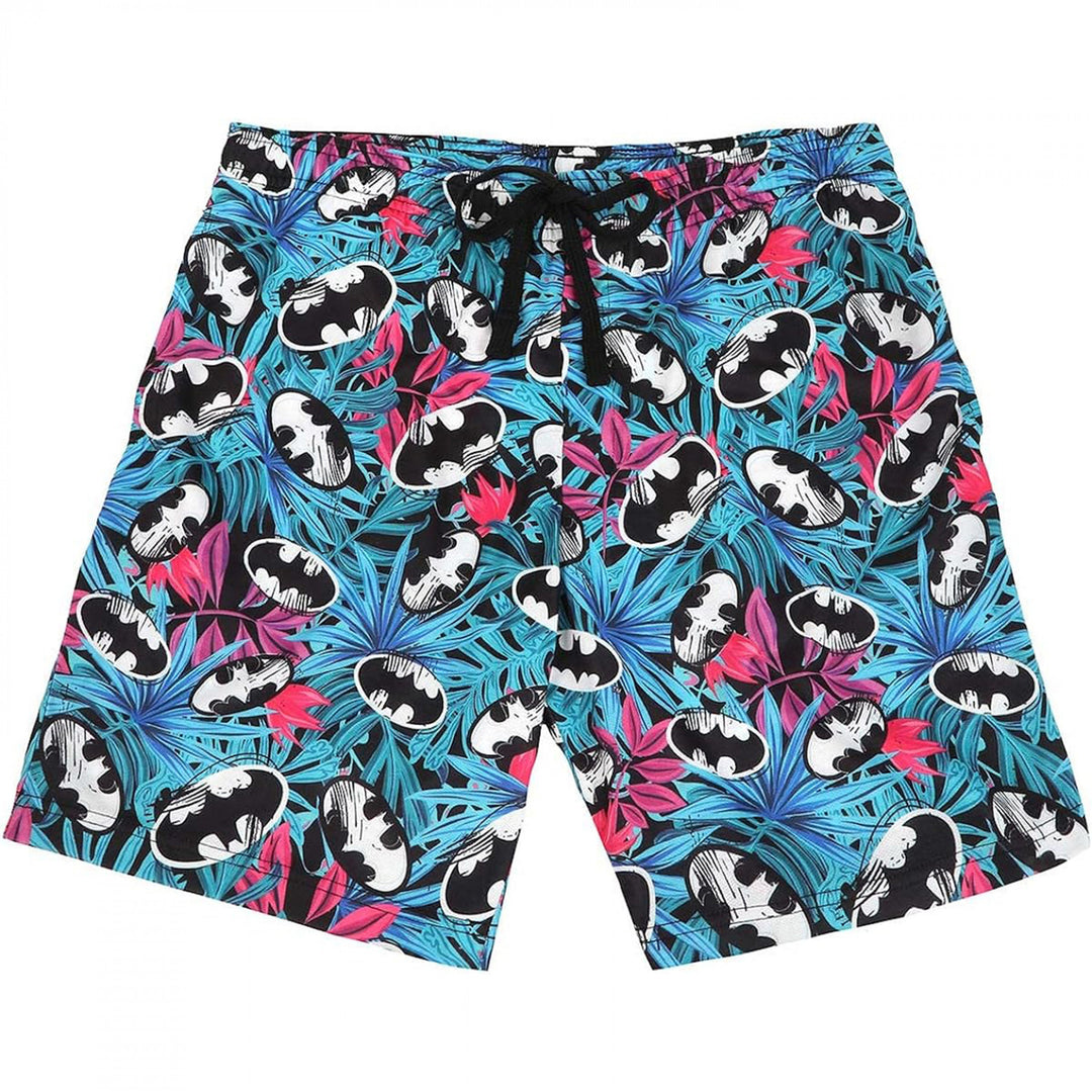 Batman Logo Hawaiian Print Active Shorts Image 1