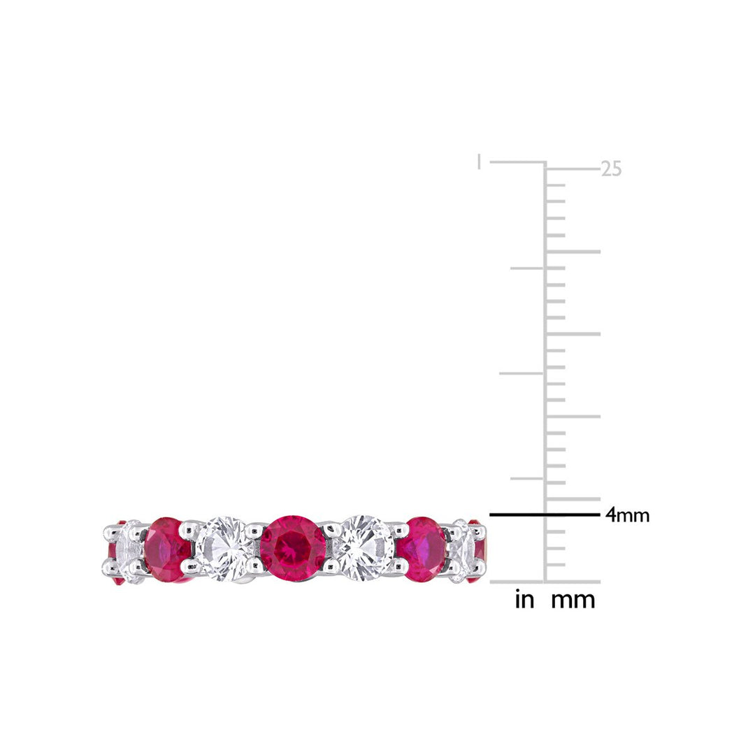 4.96 Carat (ctw) Lab-Created Ruby and White Sapphire Eternity Band Ring in Sterling Silver Image 3