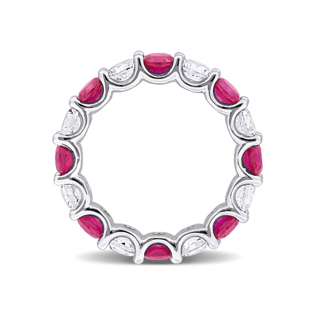 4.96 Carat (ctw) Lab-Created Ruby and White Sapphire Eternity Band Ring in Sterling Silver Image 4