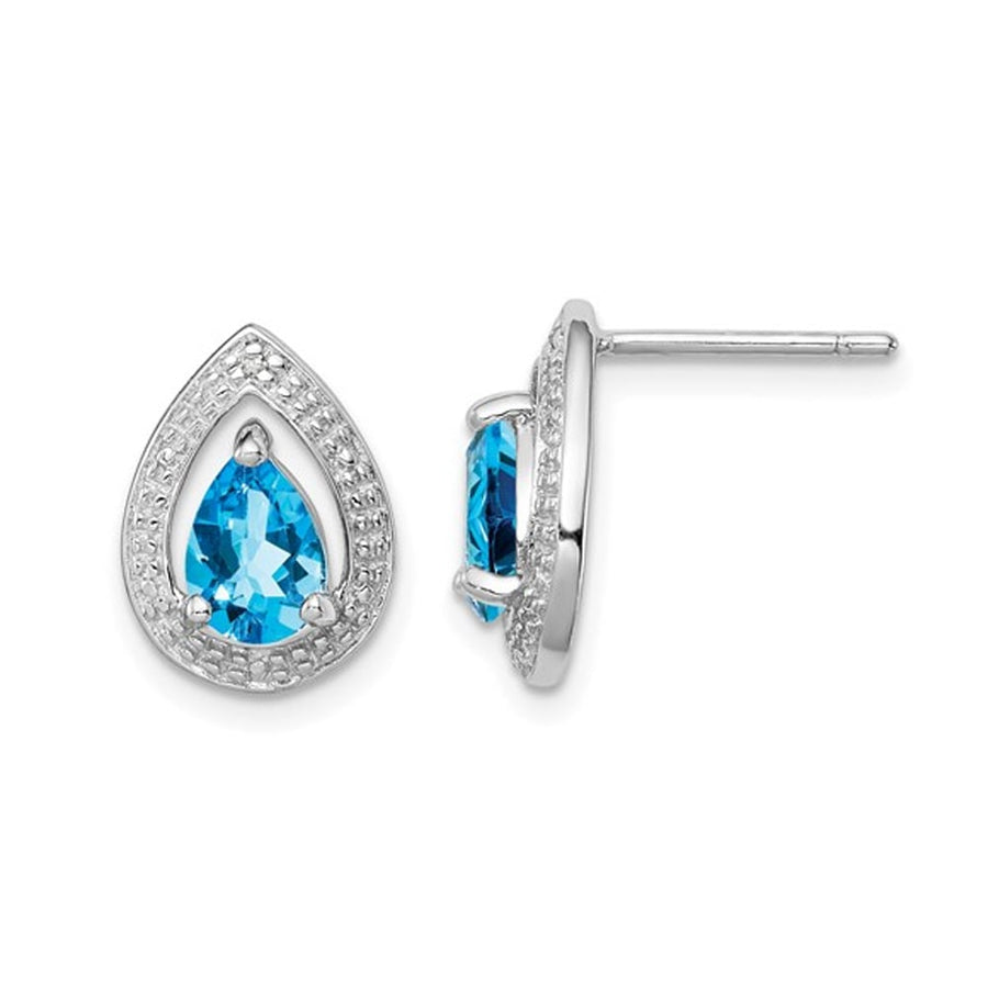 1.45 Carat (ctw) Blue Topaz Drop Post Earrings in Sterling Silver Image 1