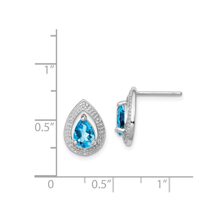 1.45 Carat (ctw) Blue Topaz Drop Post Earrings in Sterling Silver Image 3