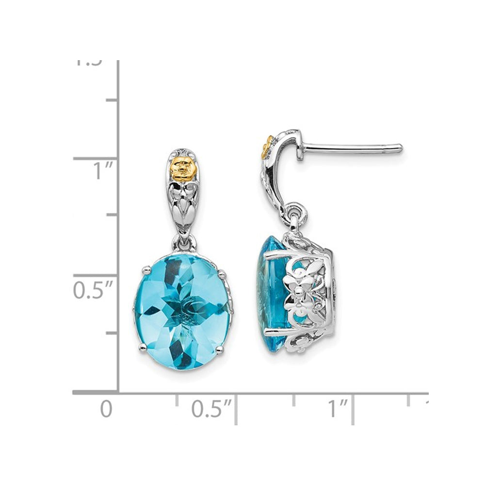 4.20 Carat (ctw) Oval Blue Topaz Dangle Earrings in Sterling Silver Image 2