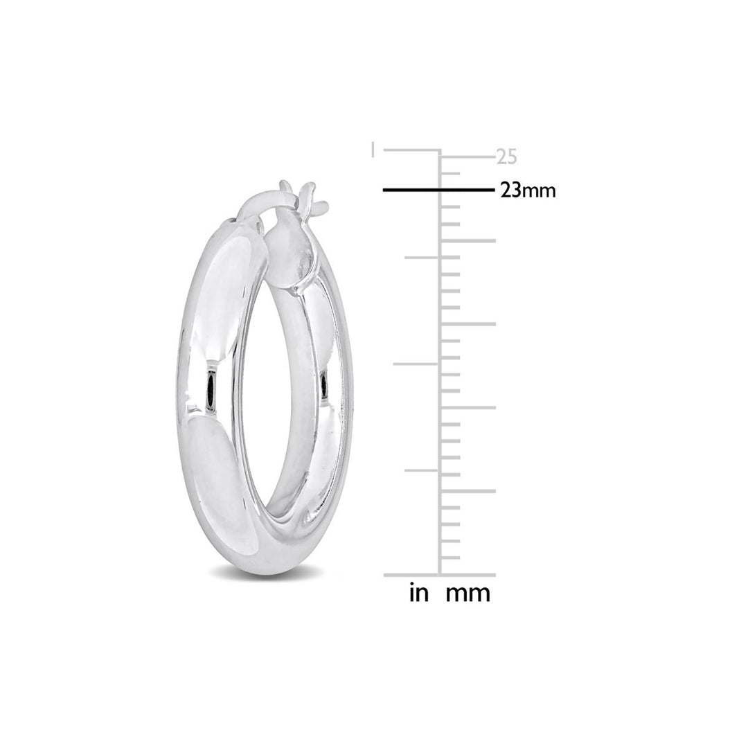 Sterling Silver Polished Hoop Earrings (1 inch , 4mm) Image 3