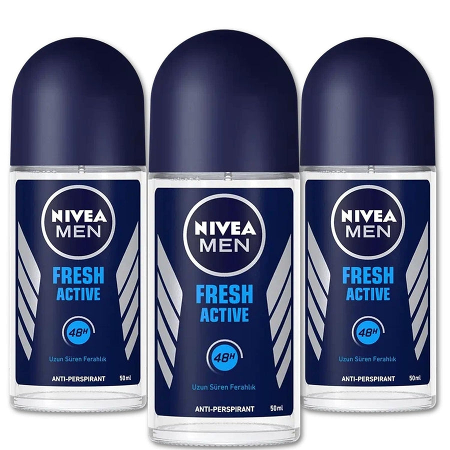 Nivea Men Anti Perspirant Roll On Fresh Active Long-lasting Freshness Ocean Extracts 48 Hour Protection 1.7 Ounce (Pack Image 1