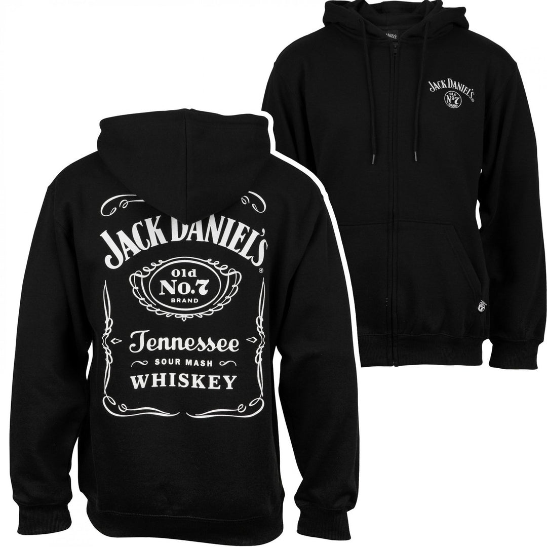 Jack Daniels Label Front and Back Print Zip-Up Hoodie Image 1