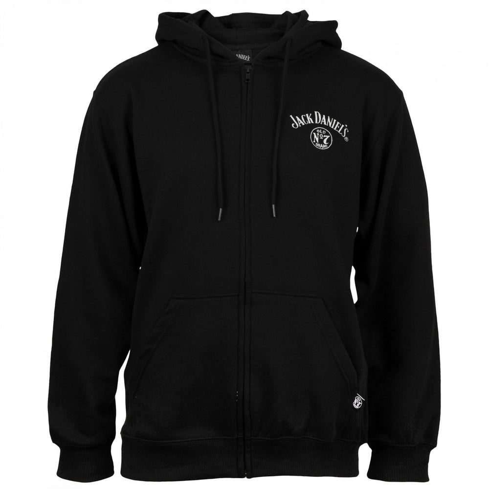 Jack Daniels Label Front and Back Print Zip-Up Hoodie Image 2