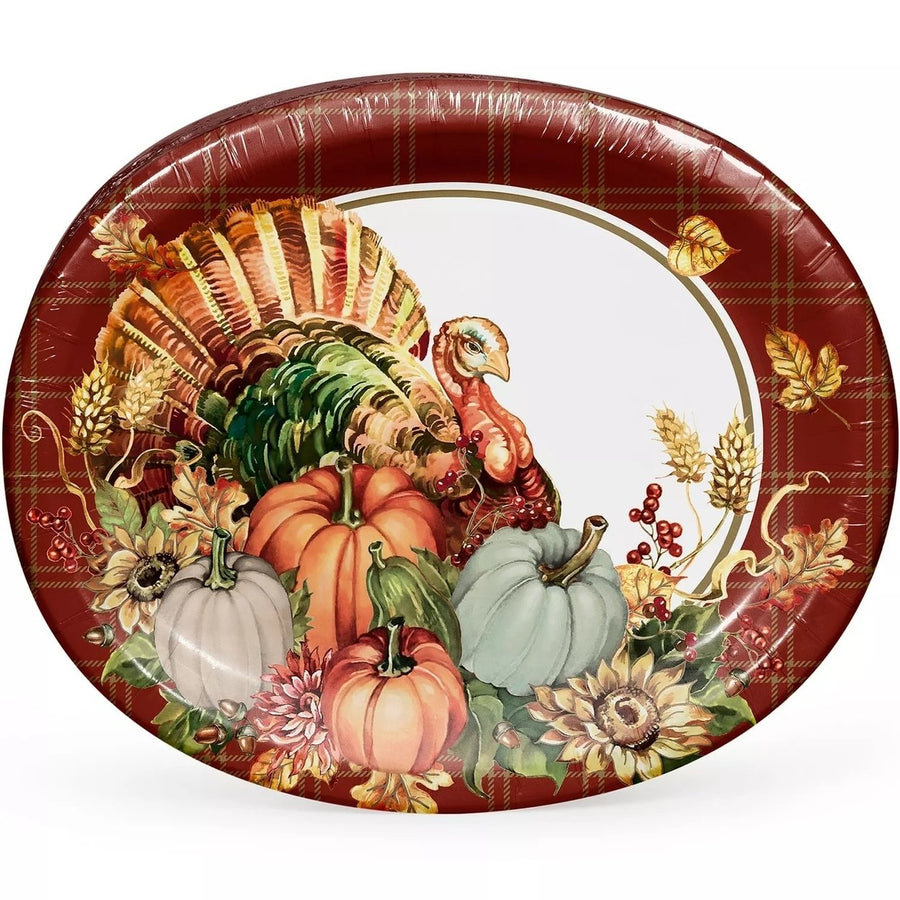 Members Mark Harvest of Plenty Oval Paper Plates 10" x 12" (50 Count) Image 1