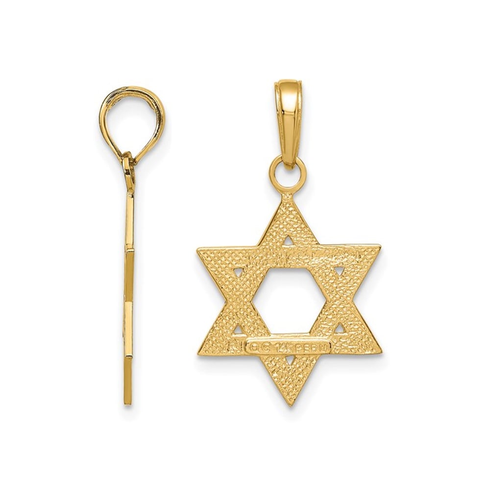 Star Of David Pendant in Satin 14K Yellow Gold (NO CHAIN) Image 2