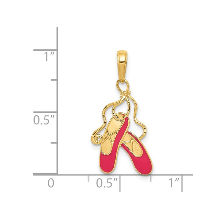 14K Yellow Gold Ballet Slippers Charm Pendant (NO Chain) Image 3