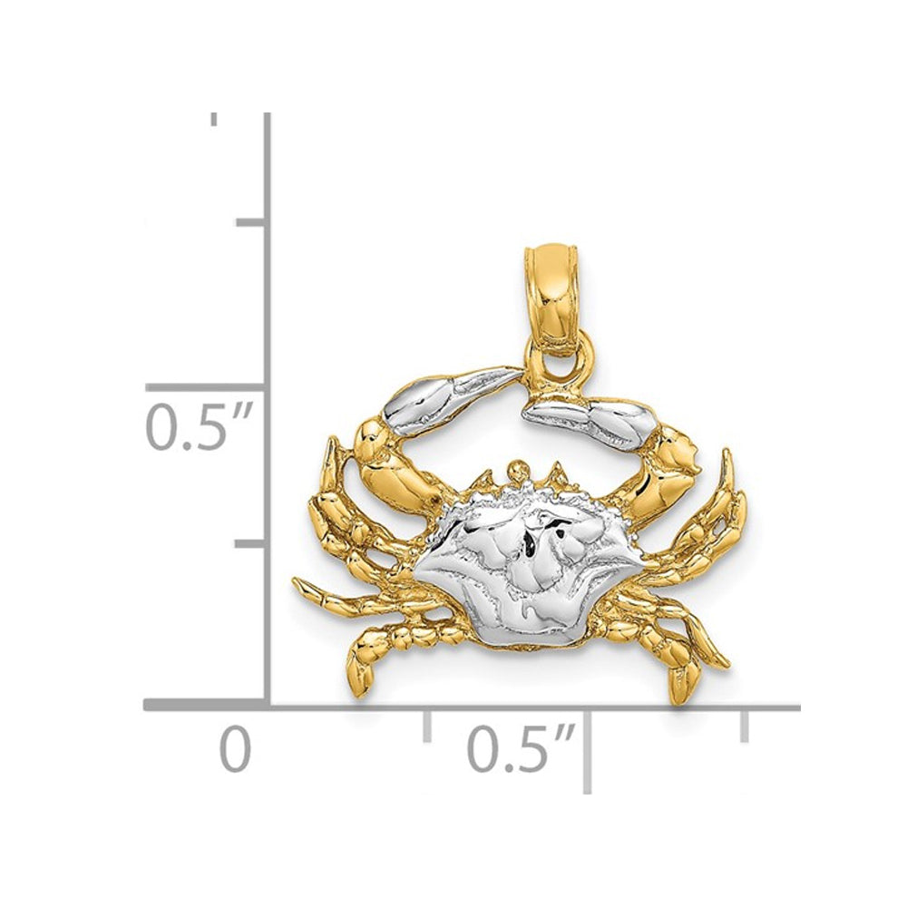 14K Yellow Gold Blue Crab Charm Pendant (No Chain) Image 2