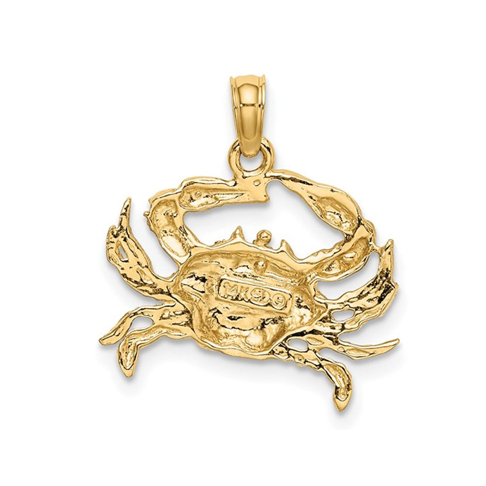 14K Yellow Gold Blue Crab Charm Pendant (No Chain) Image 3