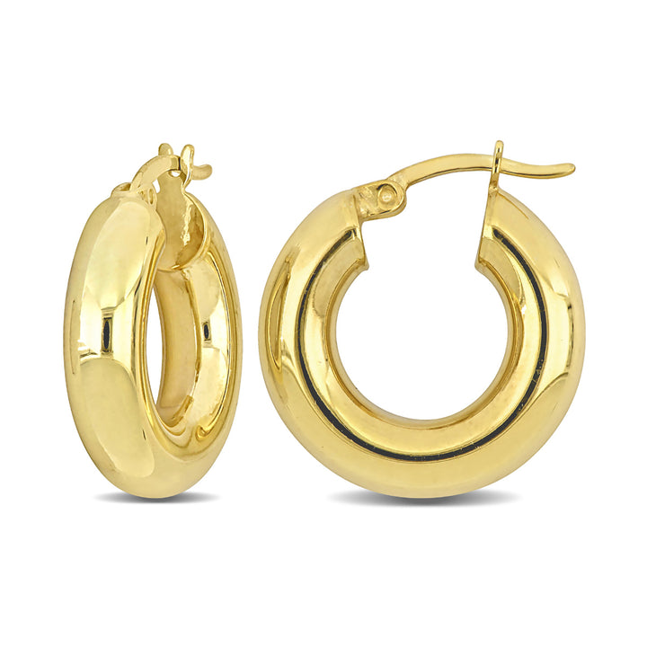 Yellow Sterling Silver Polished Hoop Earrings (5mm Thick) Image 1