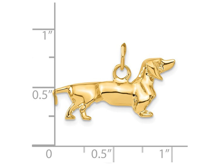14K Yellow Gold 3D Dachshund Dog Charm Pendant (NO CHAIN) Image 2