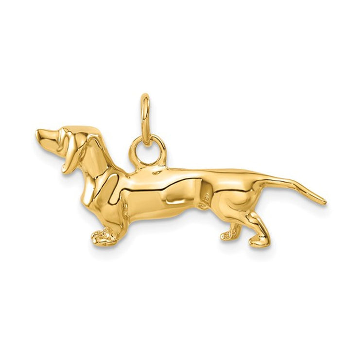 14K Yellow Gold 3D Dachshund Dog Charm Pendant (NO CHAIN) Image 4