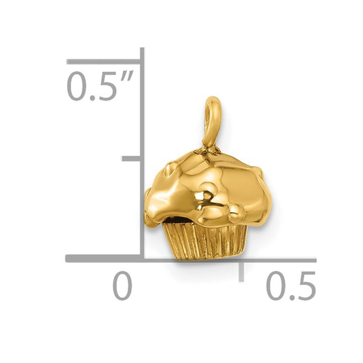 14K Yellow Gold Fancy Muffin Charm Pendant (No Chain) Image 2