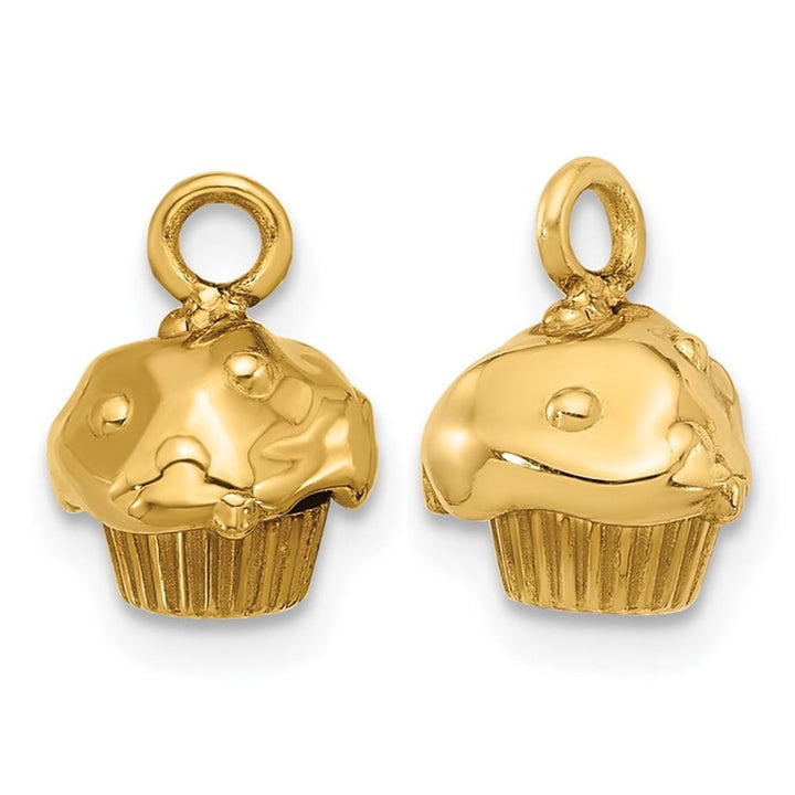 14K Yellow Gold Fancy Muffin Charm Pendant (No Chain) Image 3