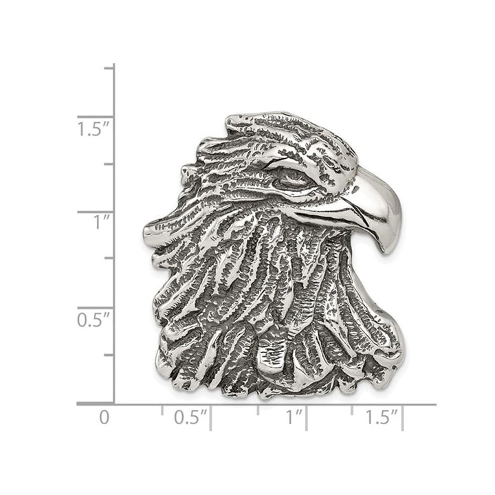 Sterling Silver Antiqued Eagle Head Pendant Necklace with Chain Image 3