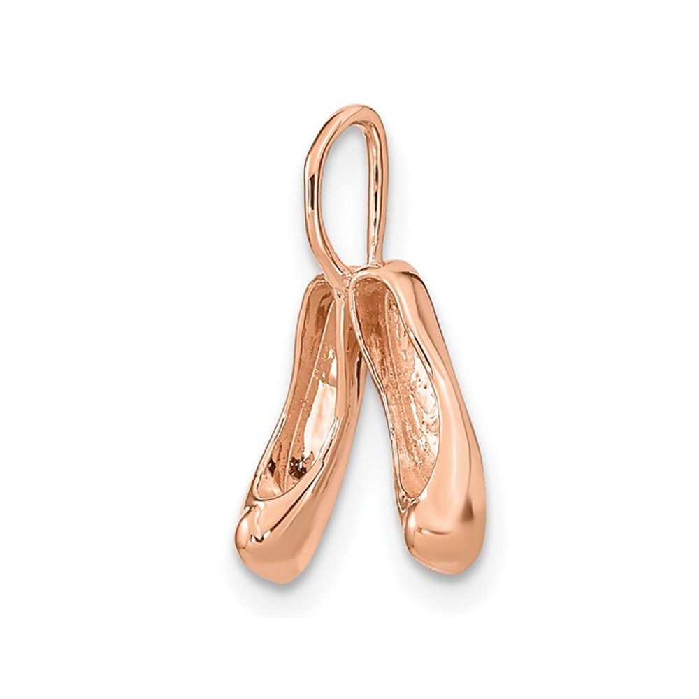 14K Rose PInk Gold Ballet Slippers Charm Pendant (NO Chain) Image 3