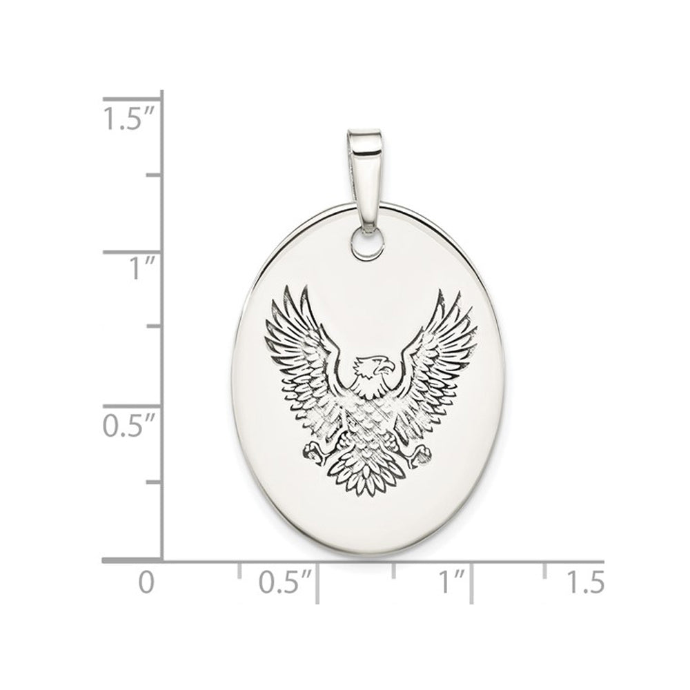 Sterling Silver Oval Eagle Pendant Necklace with Chain Image 2