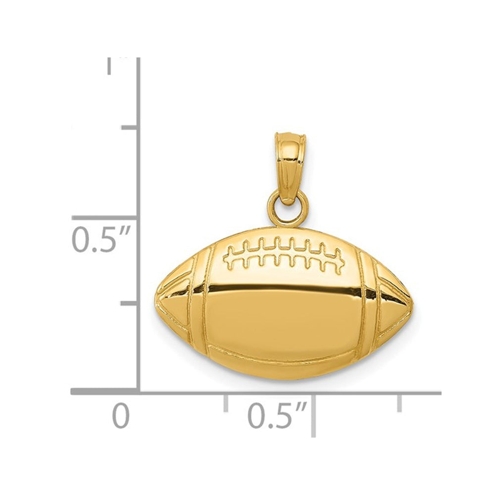 14K Yellow Gold Classic Football Charm Pendant (NO Chain) Image 2
