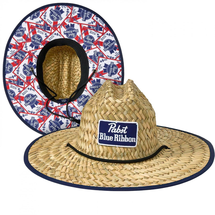 Pabst Blue Ribbon Lifeguard Hat With Repeating Label Under Brim Image 1