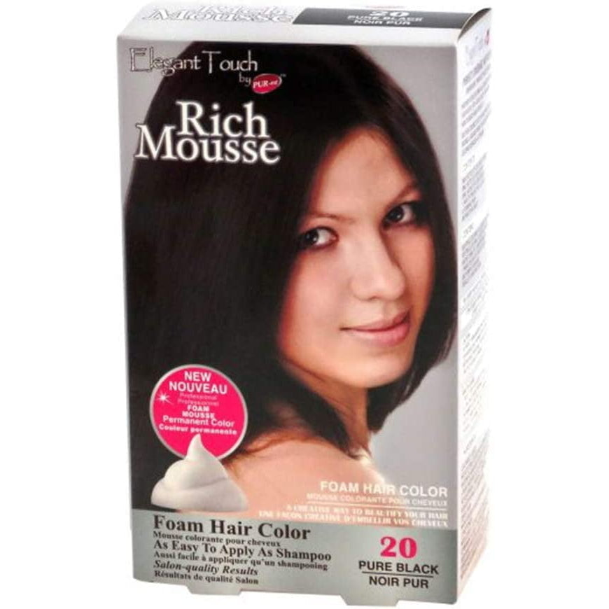 Foam Hair Color Rich Mousse Pure Black 0 Elegant Touch By Pur-Est (Pack Of 2) Image 3