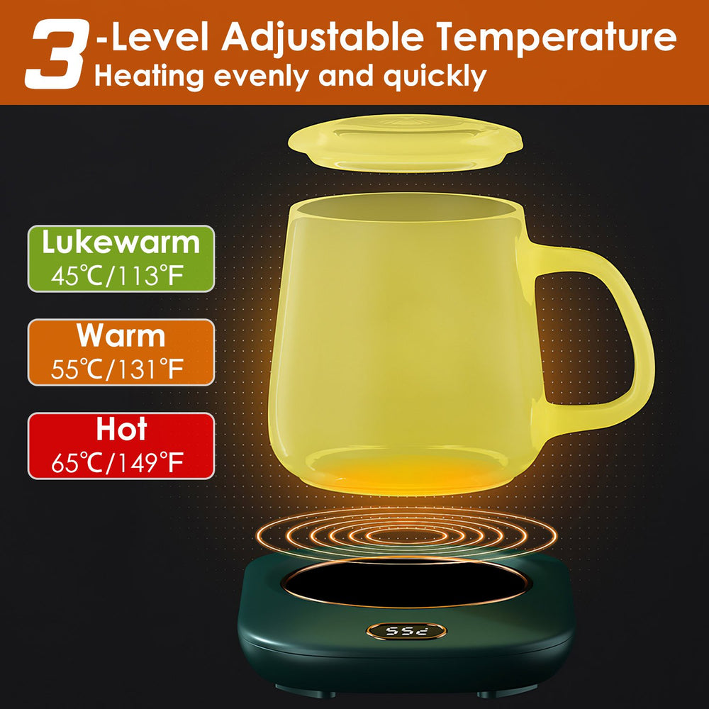 Electric Coffee Mug Warmer Auto Shut Off USB 3 Temperature Settings Pink White Green Image 2