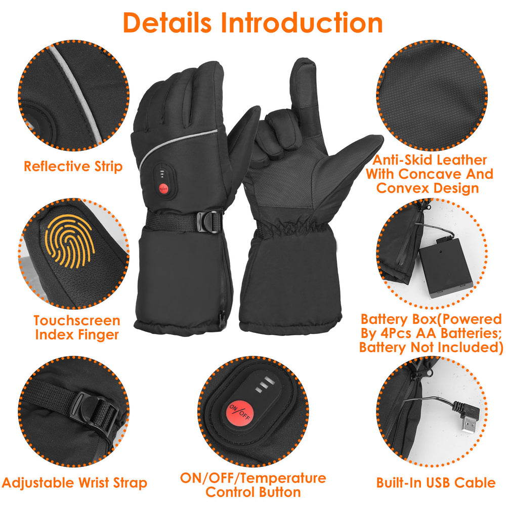 Electric Heated Gloves Battery Powered Touchscreen Waterproof Windproof Unisex Image 2