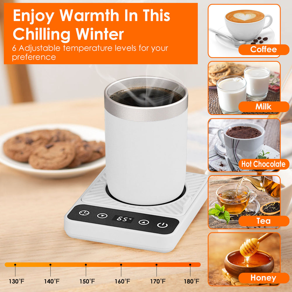 Electric Mug Warmer Auto Shut Off 6 Temperature Levels Compact Cup Heater Black Image 2