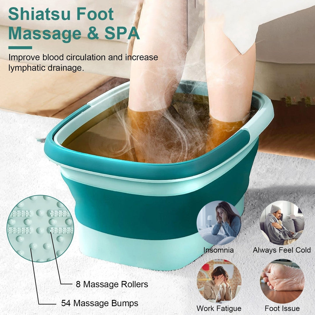 2 Pack Collapsible Foot Bath Basin 15L TPE Foot Soak Tub Green with Massage Rollers Image 3