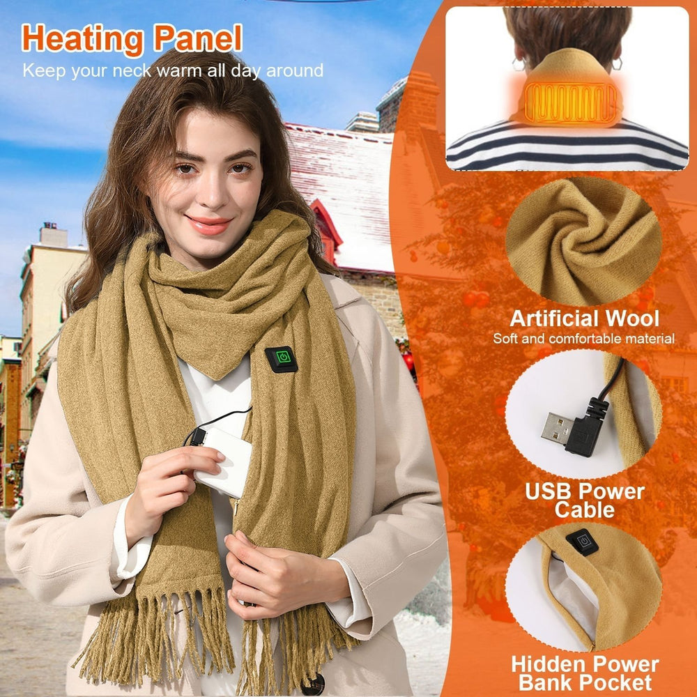 Electric Heated Scarf USB Neck Wrap Adjustable Temperature Soft Warm Scarf 5 Colors Image 2