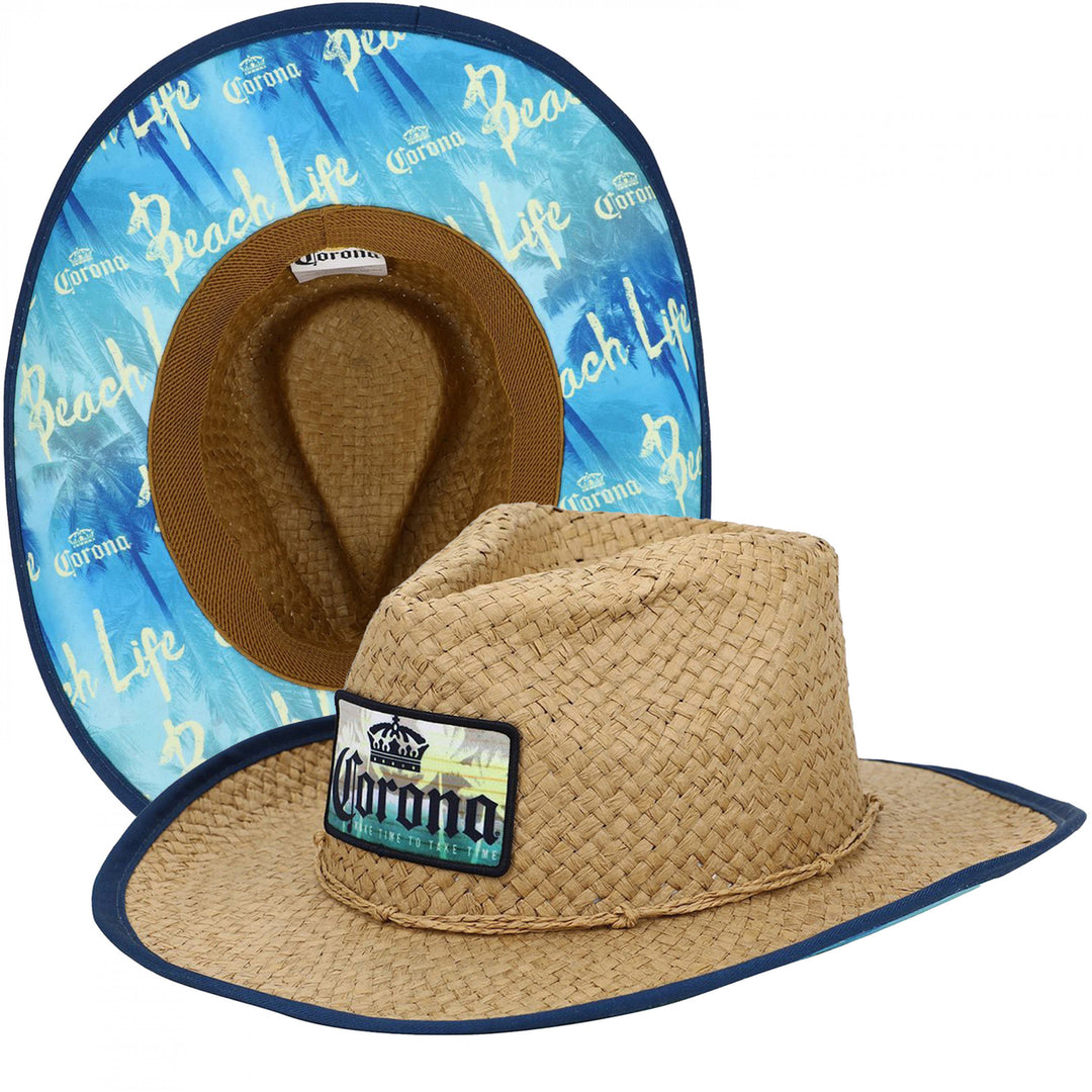 Corona Extra Logo Patch Straw Hat with Printed Underbrim Image 1