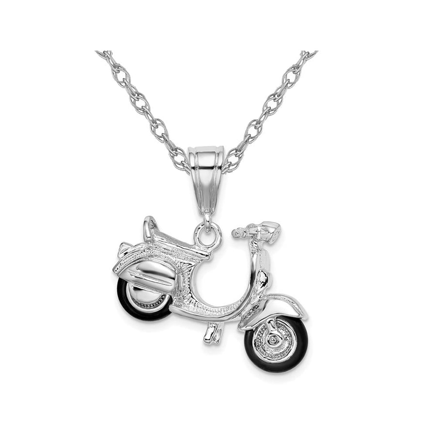 Sterling Silver Vespa Scooter Charm Pendant Necklace with Chain Image 1