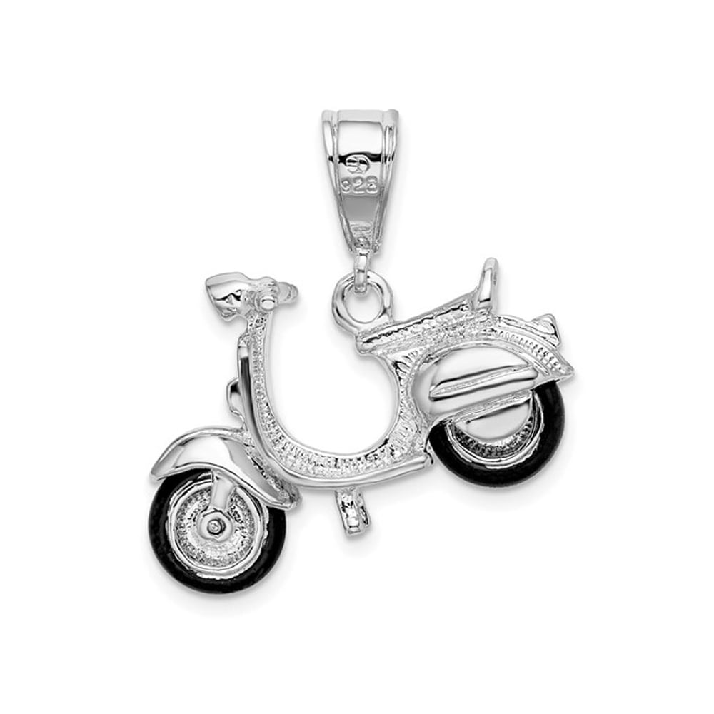 Sterling Silver Vespa Scooter Charm Pendant Necklace with Chain Image 2