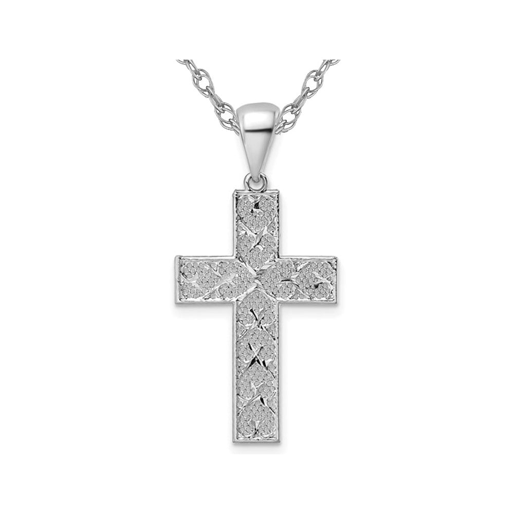 Sterling Silver Diamond Cut Cross Pendant Necklace with Chain Image 1