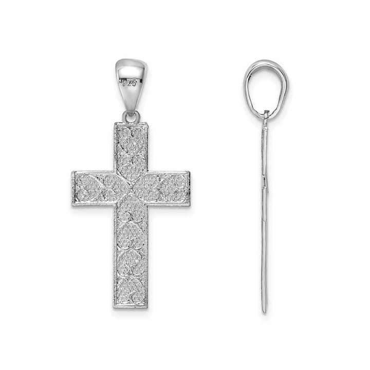 Sterling Silver Diamond Cut Cross Pendant Necklace with Chain Image 3