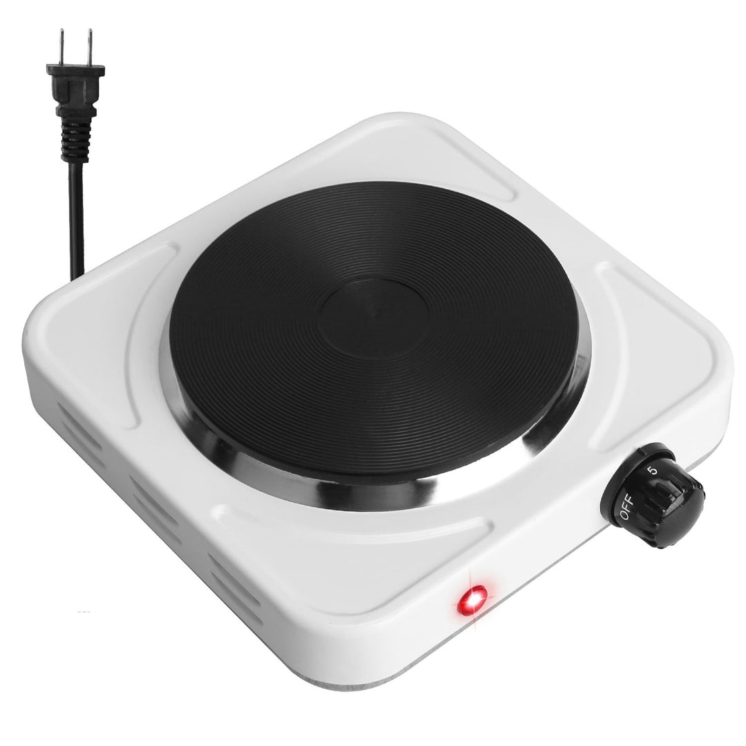 1500W Electric Hot Plate Portable Burner with 5 Temperature Settings Black Silver Image 1