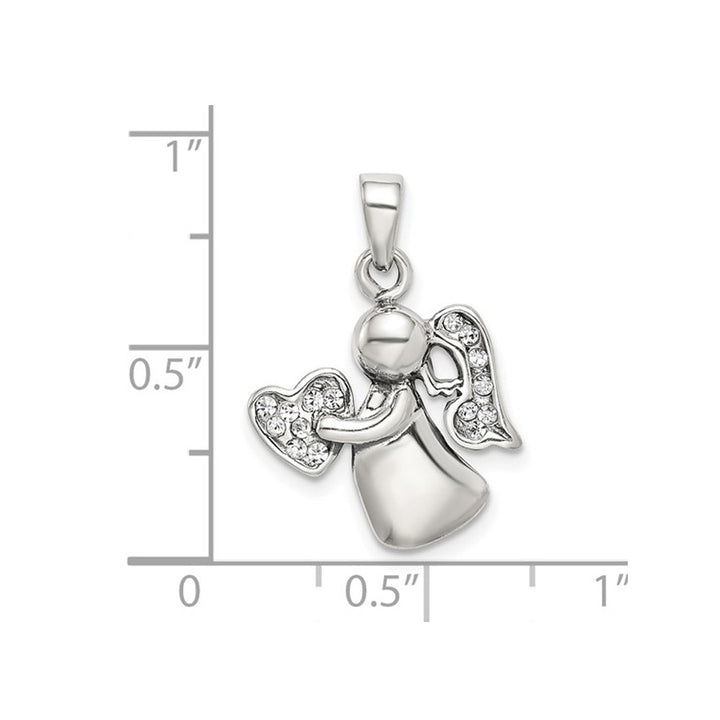 Sterling Silver Angel Charm Pendant Necklace with Cubic Zirconia (CZ)s and Chain Image 3