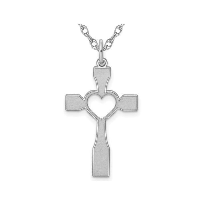 Sterling Silver Heart Cross Pendant Necklace with Chain Image 1