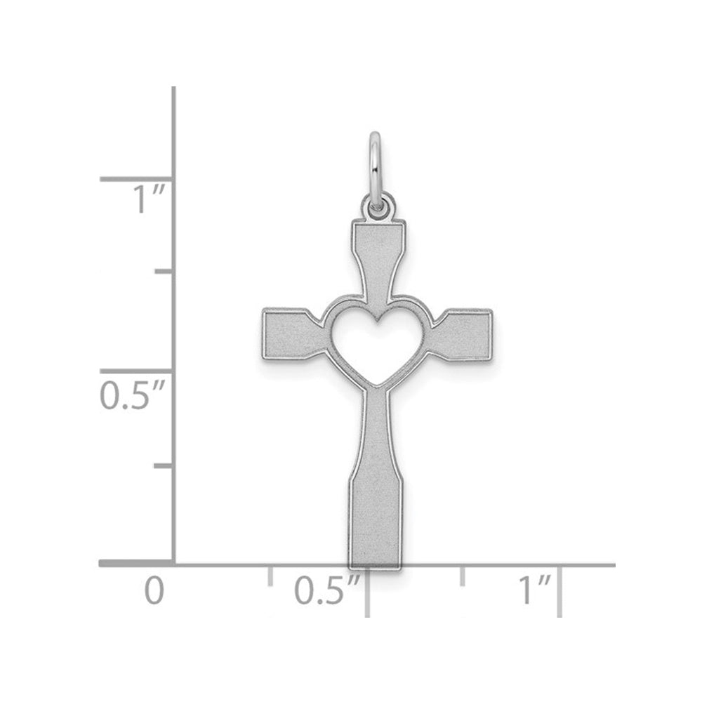 Sterling Silver Heart Cross Pendant Necklace with Chain Image 2