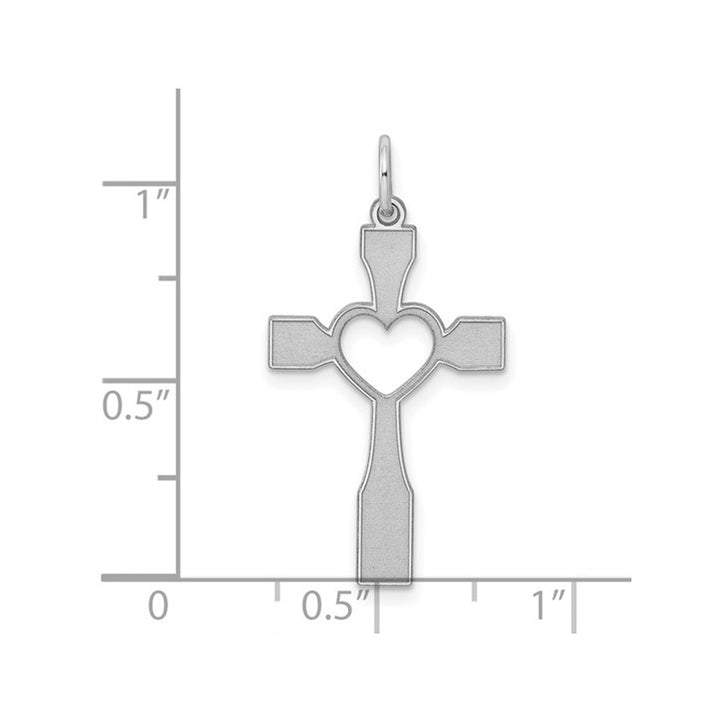 Sterling Silver Heart Cross Pendant Necklace with Chain Image 2