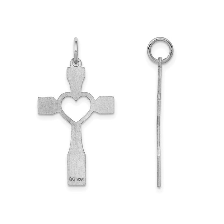Sterling Silver Heart Cross Pendant Necklace with Chain Image 3
