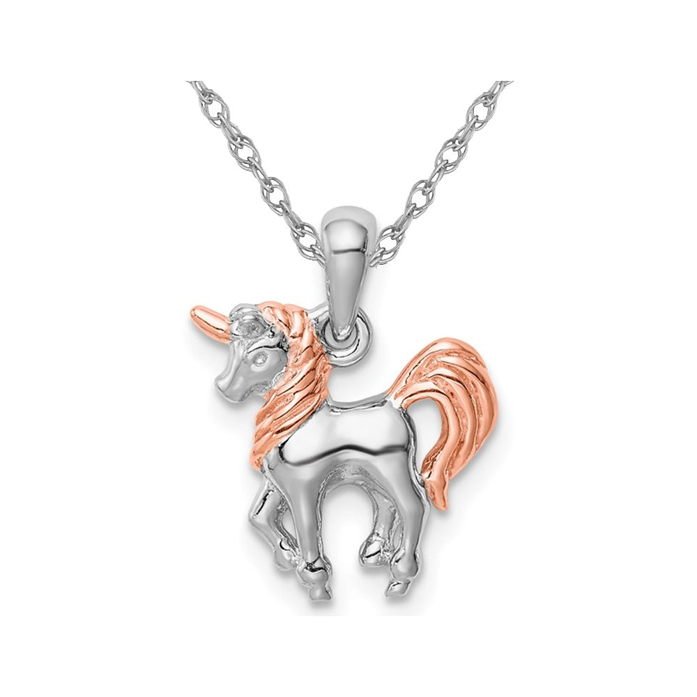 Sterling Silver Unicorn Charm Pendant Necklace with Chain Image 1