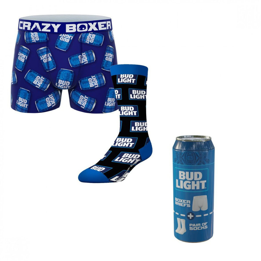 Crazy Boxers Bud Light Can Boxer Briefs and Socks in Beer Can Image 1