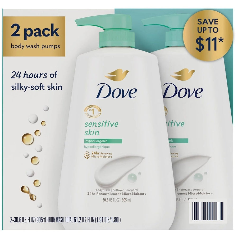 Dove Sensitive Skin Hypoallergenic Body Wash 30.6 Fluid Ounce (Pack of 2) Image 1