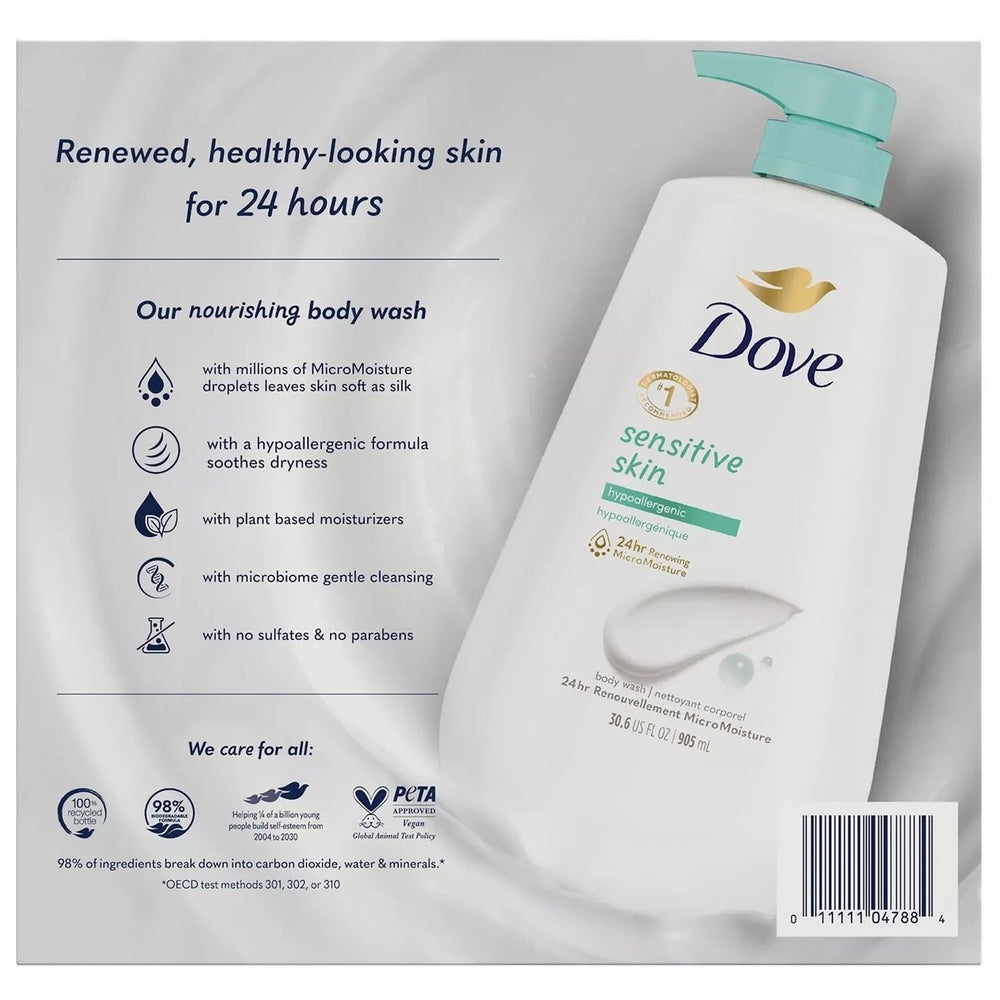 Dove Sensitive Skin Hypoallergenic Body Wash 30.6 Fluid Ounce (Pack of 2) Image 2