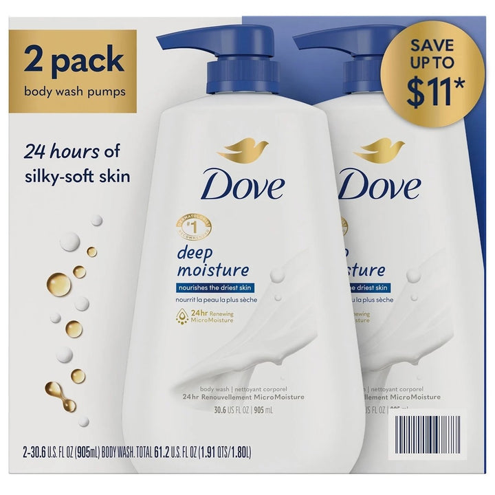 Dove Deep Moisture Renewing Body Wash 30.6 Fluid Ounce (Pack of 2) Image 1