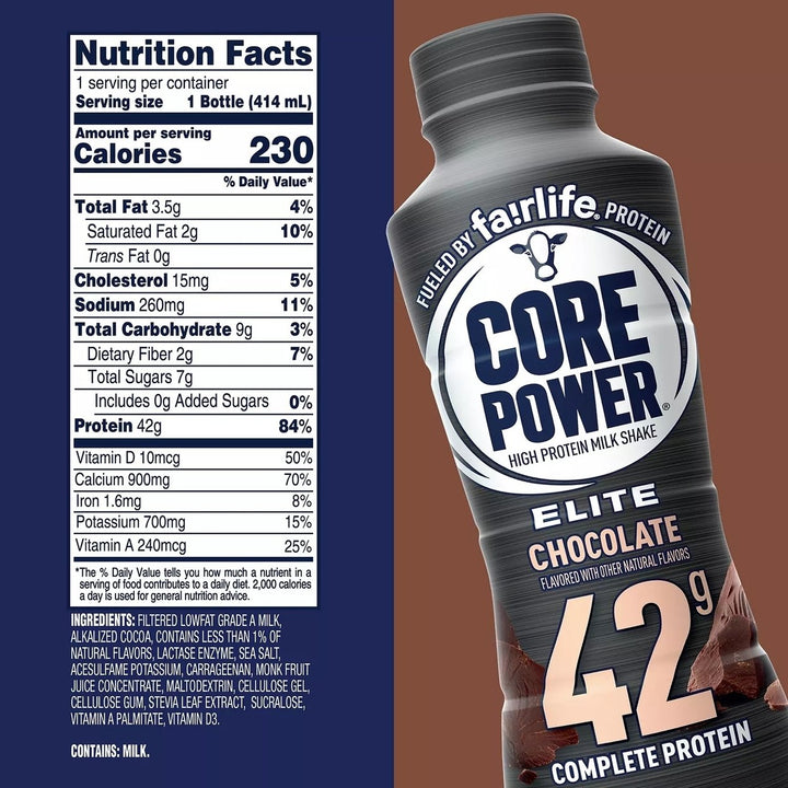 Core Power Elite Chocolate Protein Shake 14 Fluid Ounce (Pack of 10) Image 2